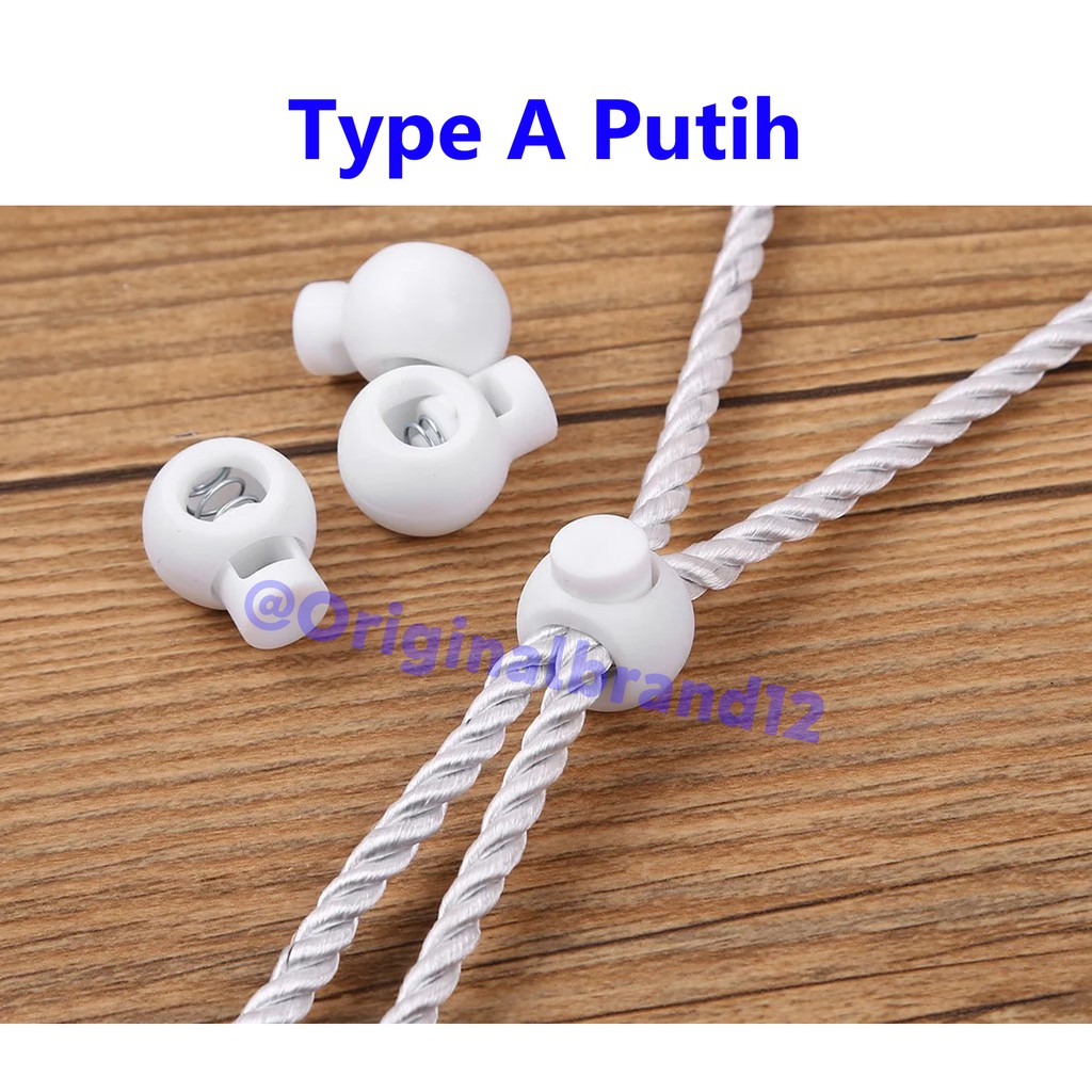 Stopper tali kur, tali kasur, Masker, cord lock. puller - Putih-Type A Putih 