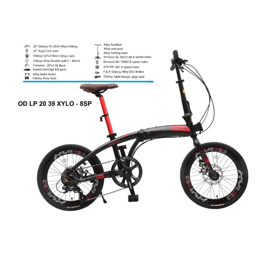 Sepeda Lipat Folding Bike 20 inch Odessy 2039 Xylo Alloy 8 Speed - GRAB/GOJEK INSTAN
