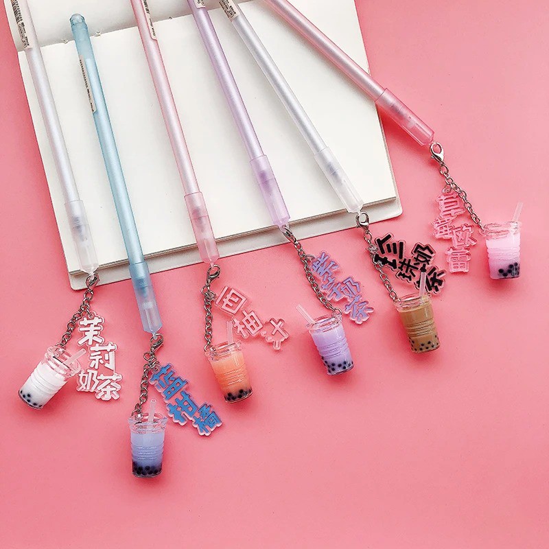 

Pulpen Boba Bubble Tea pena pen Pulpen minuman lucu gantungan lucu Alat tulis kantor Gel karakter