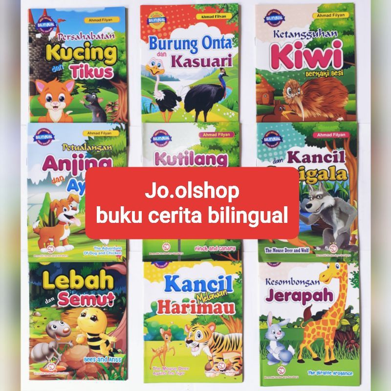 BUKU CERITA ANAK- BILINGUAL CERITA HEWAN /BUKU DONGENG TK PAUD SD FULL COLOR DUA BAHASA toko buku