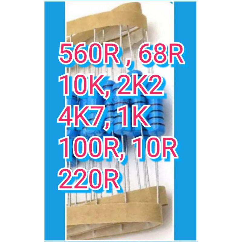 ANEKA NILAI , RESISTOR , 2 WAT METAL FILM 1% (1pcs)