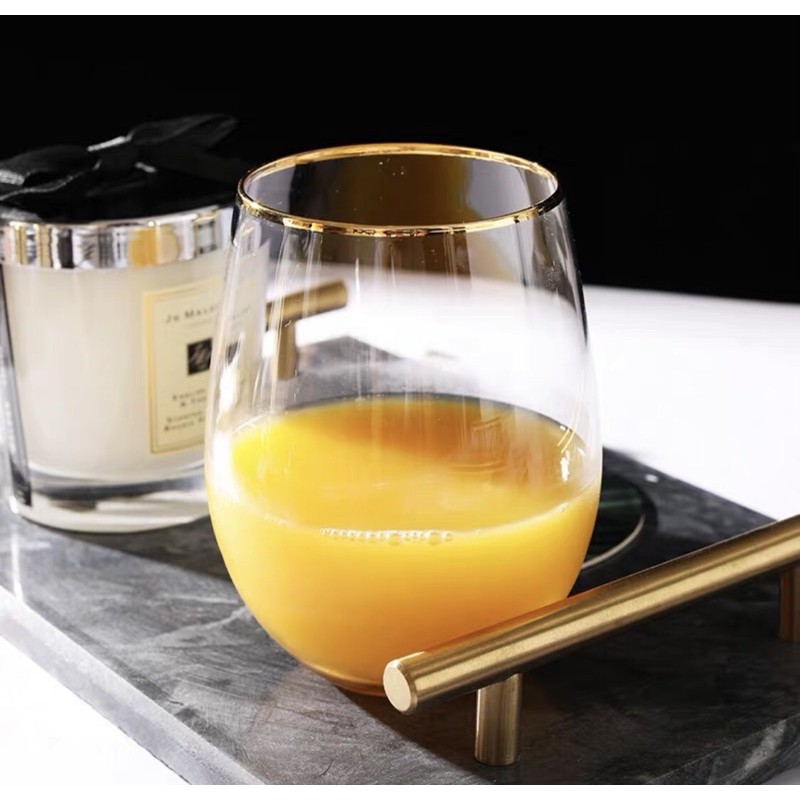 Gelas Transparan Pinggiran Emas - Transparan Glass Gold Ring