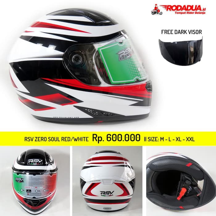 Helm RSV Fullface FFZERO SOUL Motif Red White FREE Dark Visor