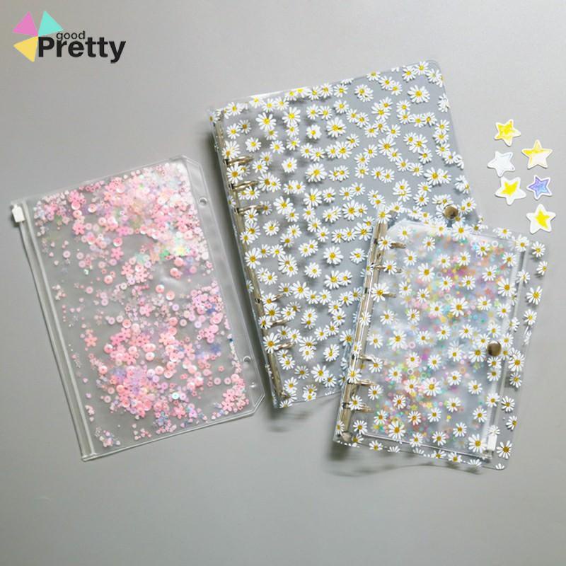 Buku Notebook / Catatan / Diary A6 Cover PVC Transparan Motif Bunga Daisy - PD