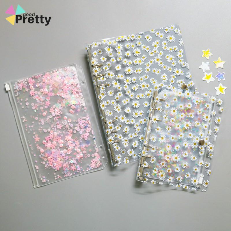 Buku Notebook / Catatan / Diary A6 Cover PVC Transparan Motif Bunga Daisy - PD