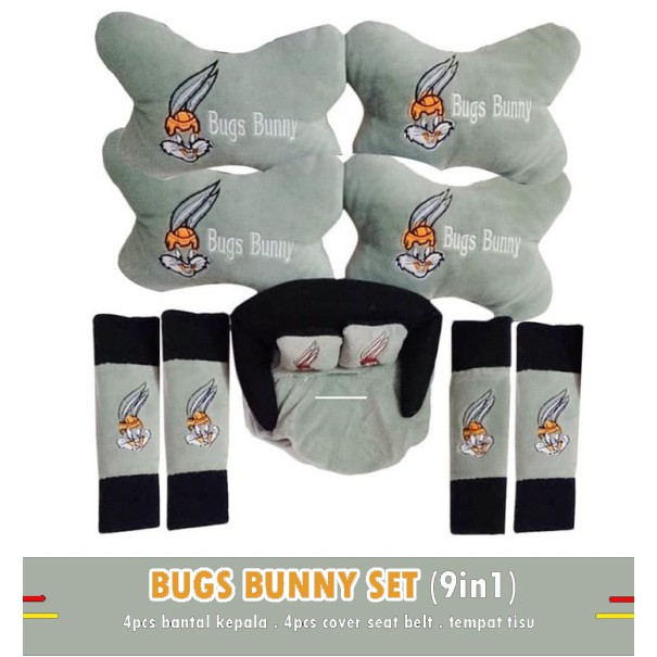 Bantal jok mobil paket boneka bugs bunny kelinci