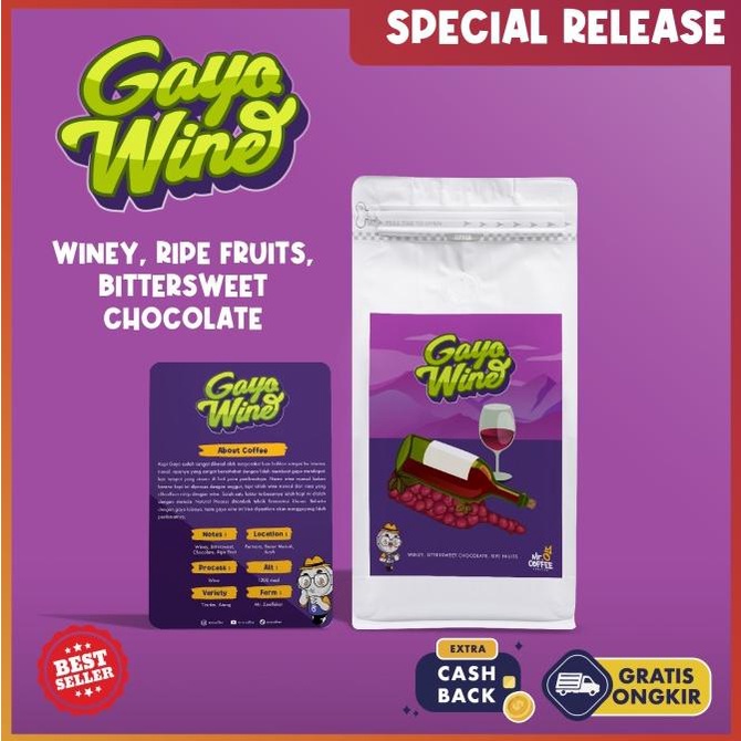 

Kopi Arabika GAYO WINE 500gr | biji Kopi Aceh Gayo Wine SPECIALTY