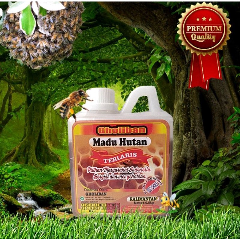 

Madu Hutan Gholiban 0.5Kg Madu Kalimantan Mengandung Beepollen Royal Jelly