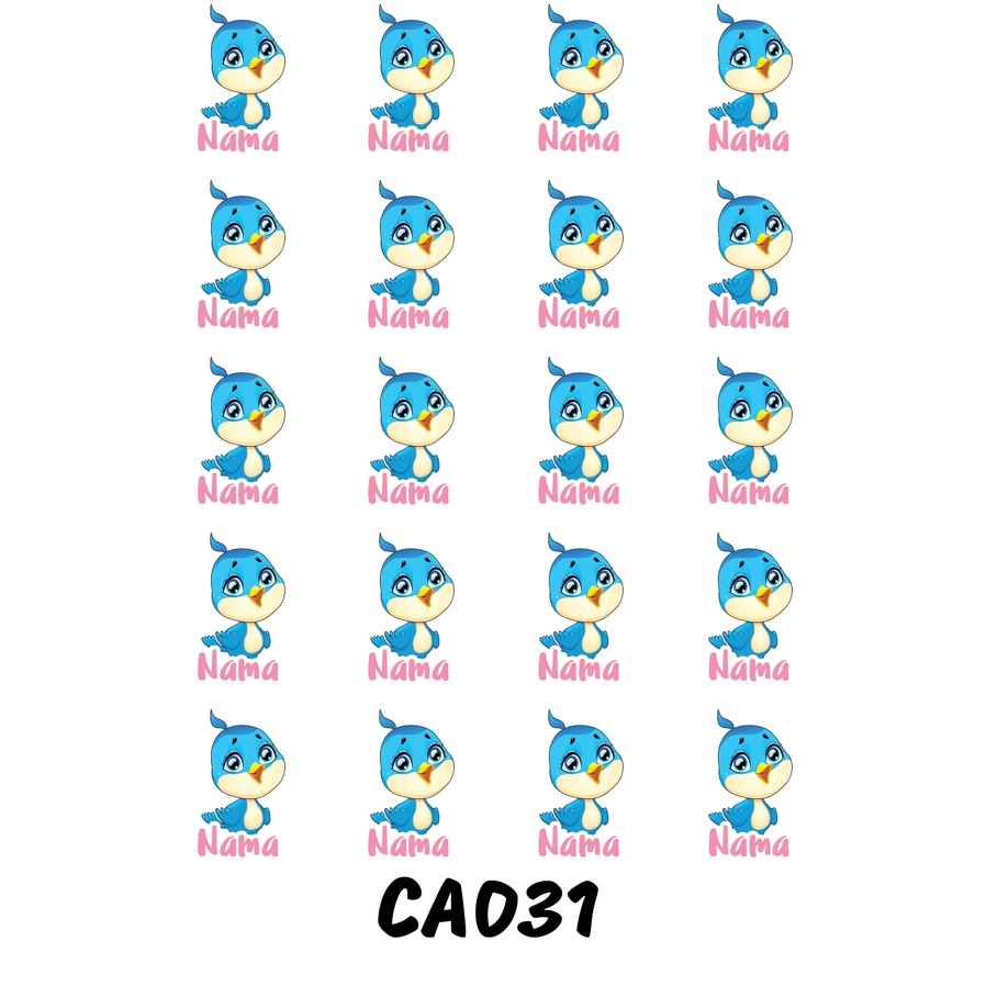 

Sticker Nama Cutting Label Waterproof Tahan Air Bird (CA031)