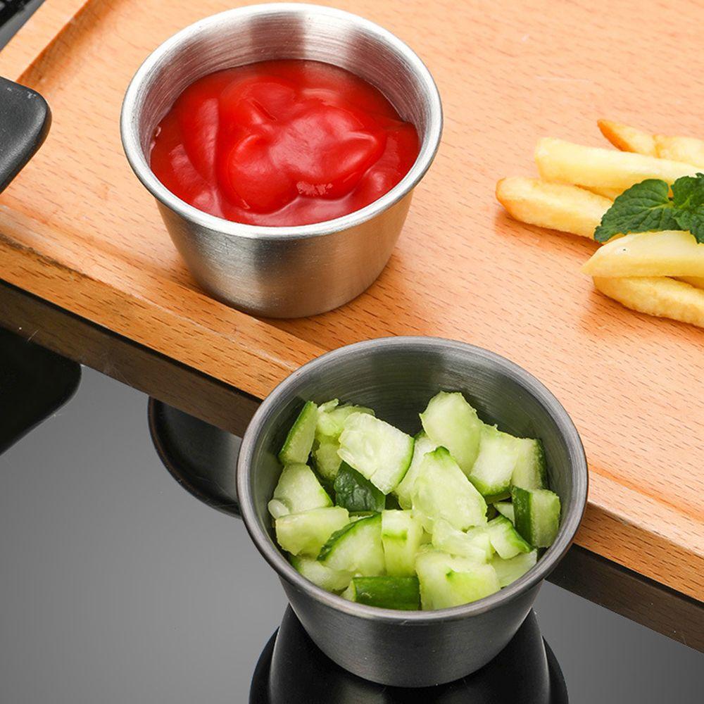Solighter 2pcs Cangkir Saos Mini Organisasi Rumah Subpaket Mangkuk Bumbu Piring Restoran Botol Piring Wadah Saus