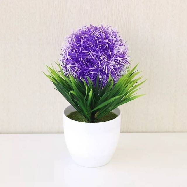 Bundara.id Pr-635  ( Size 25x16 ) Bunga hias + pot cantik bonsai bulat import