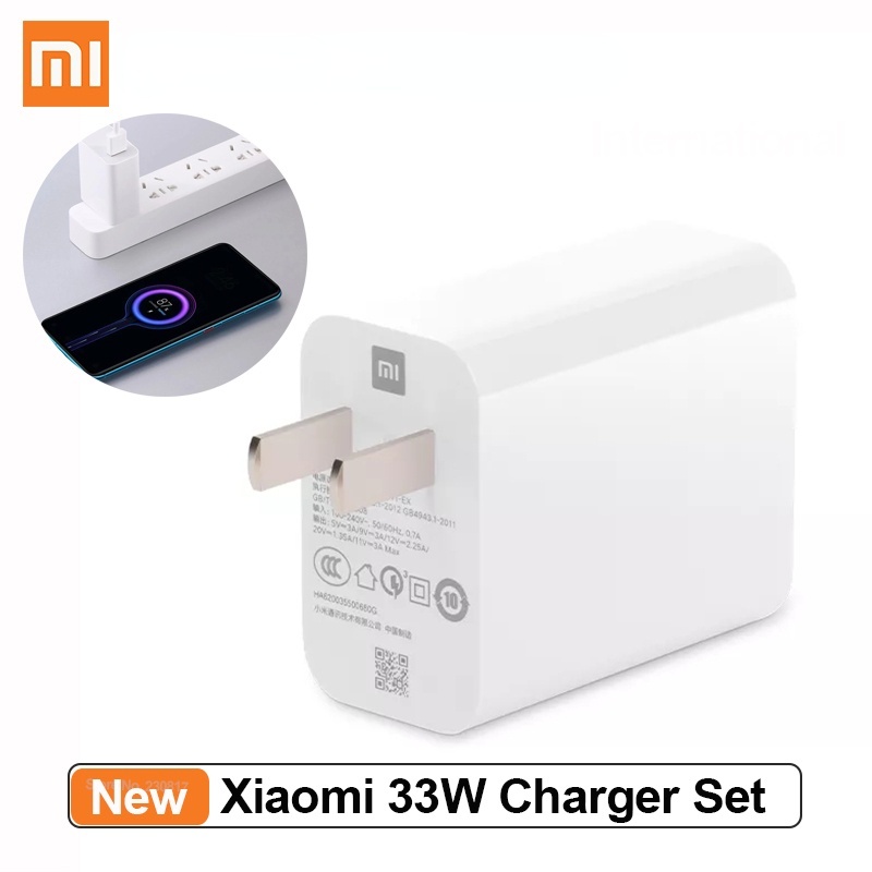 Xiaomi Set Charger Dinding 33W Fast Charging Dengan Kabel USB-A Proteksi Overvoltage Untuk Redmi 10S / 11 / 12