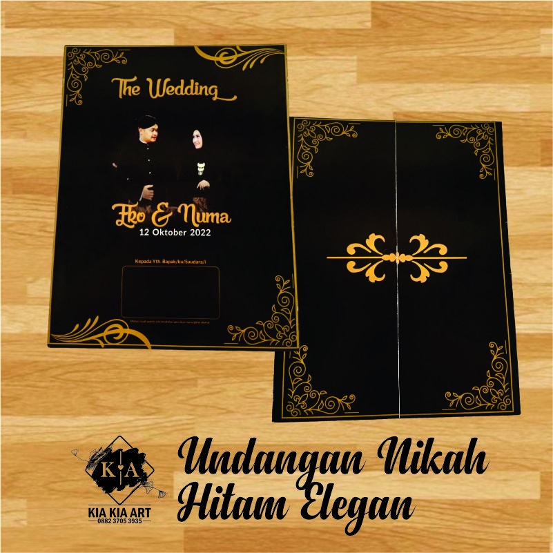 Undangan Nikah Hitam Elegan Lipat 3