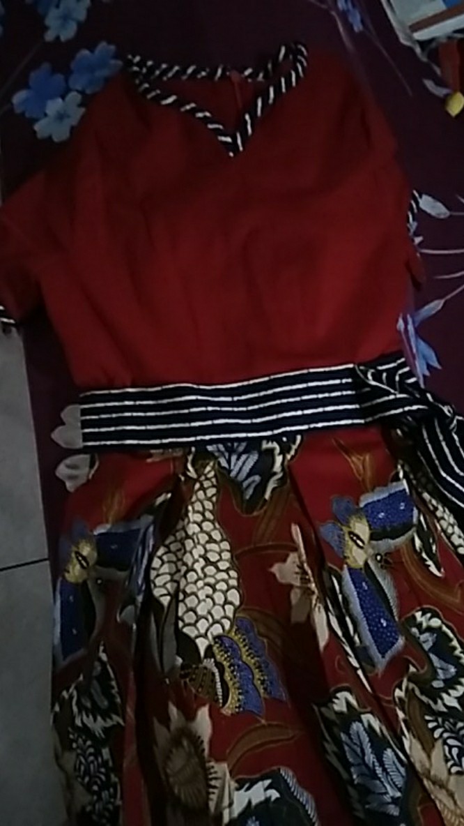 Dress Batik Anak Warna Merah Edisi Imlek, 009 Aci# Bahan Katun Stretch