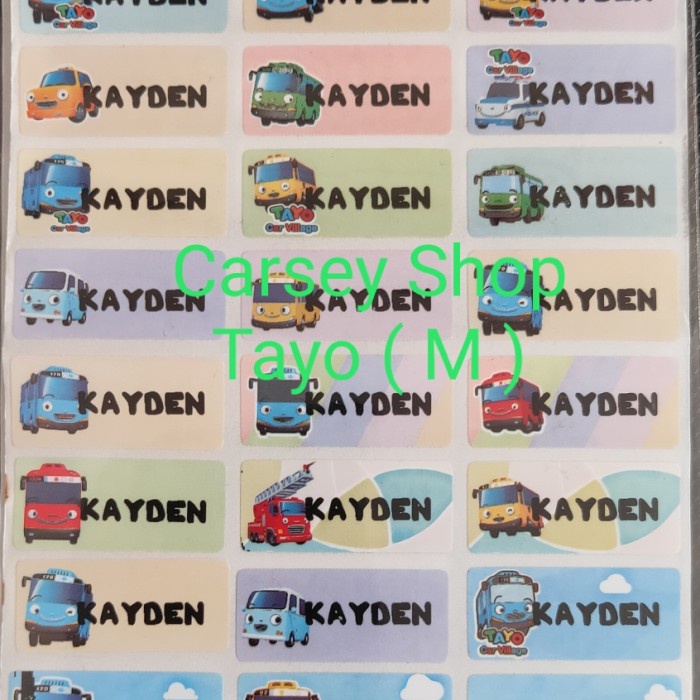 

perekat-pengikat- sticker label nama anak karakter waterproof -pengikat-perekat.