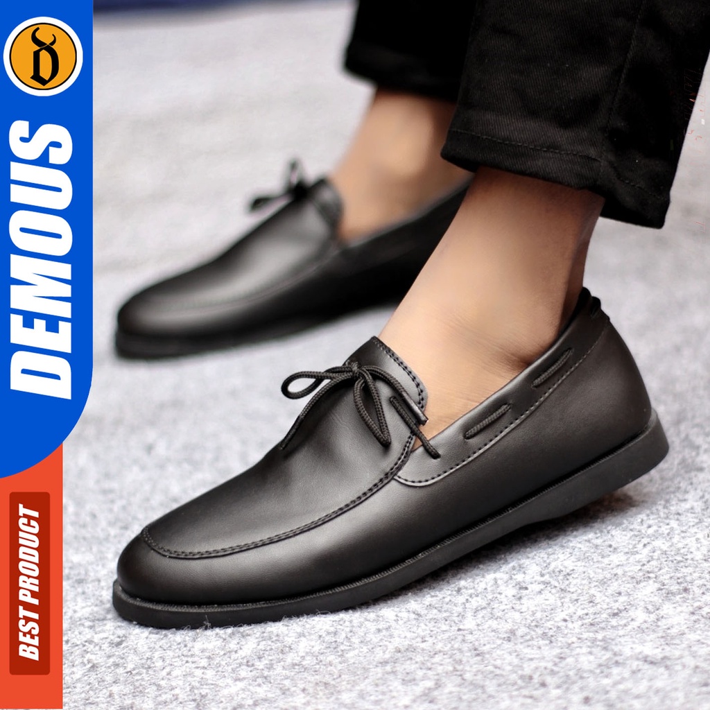 Sepatu Formal Pria Sepatu Casual Pria Kulit Pu Slop Sepatu Pantofel Kerja Kantor Kuliah Kondangan Sepatu Hitam Pria DEMOUS ELDAR