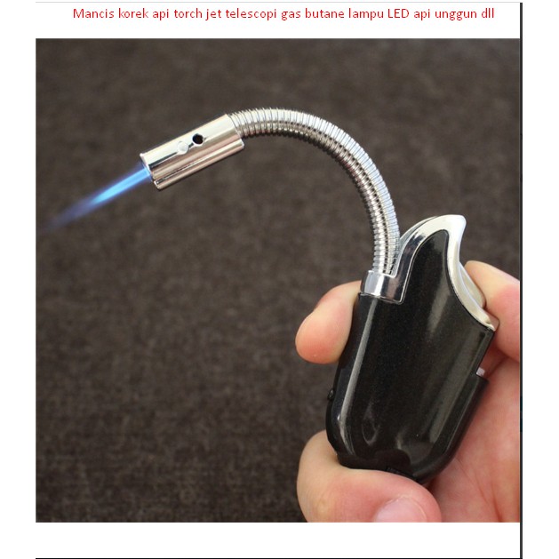 Mancis korek api torch jet telescopi gas butane lampu LED api unggun dll