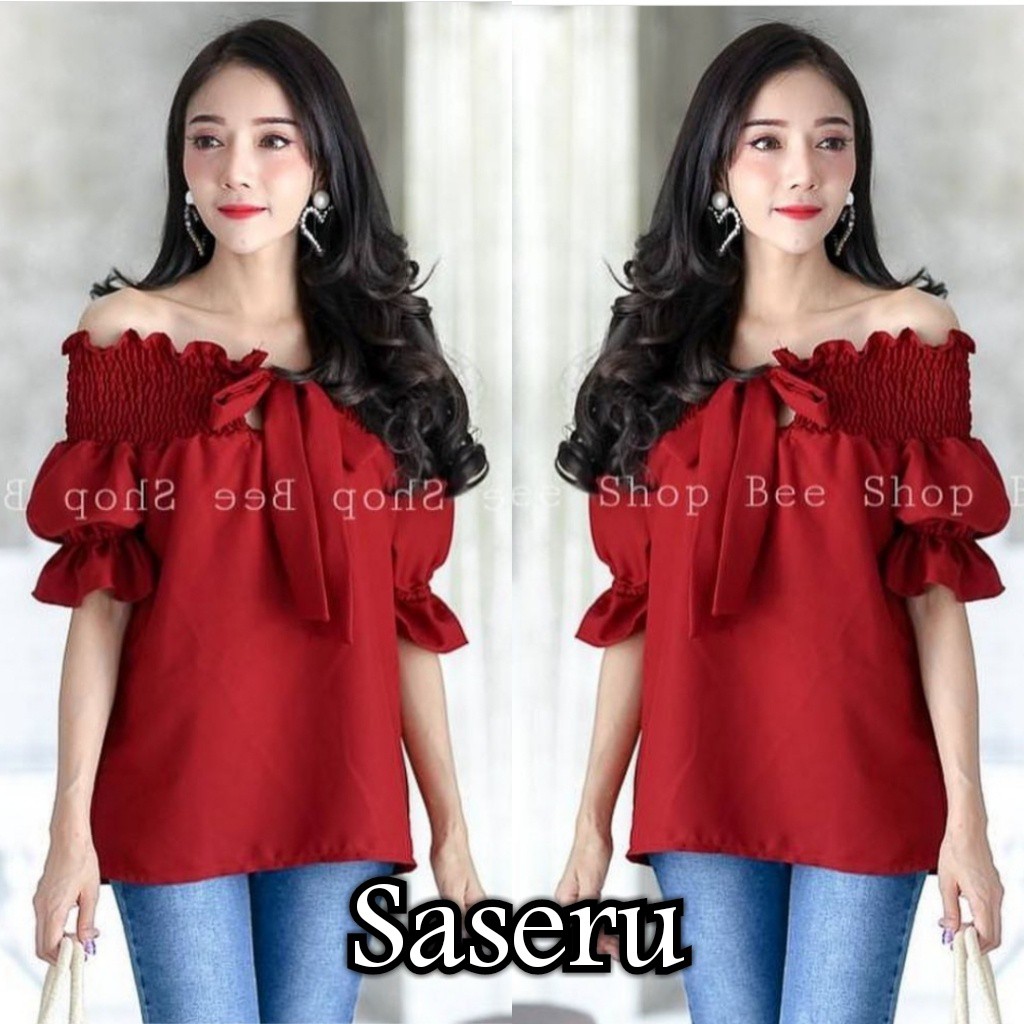 +[HNFK] Blouse Wanita / BlouseSabrina / Baju Atasan Korea / Blouse Wanita Terbaru / Atasan Korea