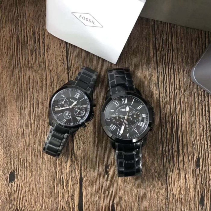 Jam Tangan Couple Merk Fossil Type FS-4832 & BQ-3037 Original Stainles