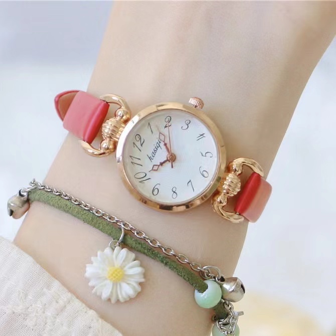 [COD] Jam Tangan Wanita Elegan Strap Pu Dial Bulat Angka Korean Fashion Import