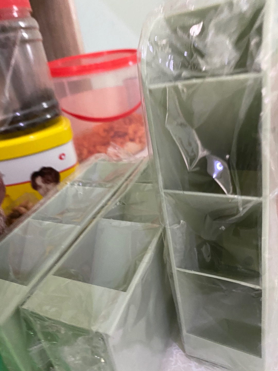 Rak Dapur 4 Sekat Alat Masak Kosmetik Organizer Drawer Serbaguna Warna Warni Rak Mini 4 Sekat Mini