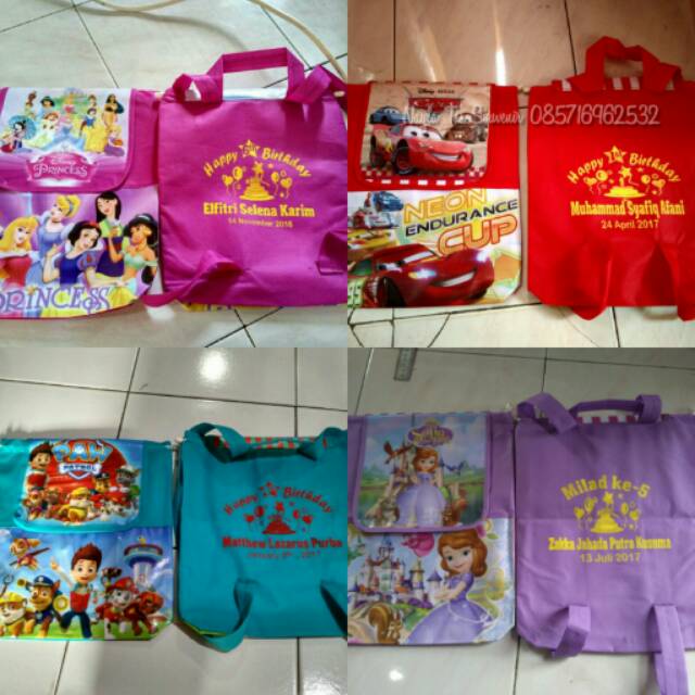 

READY tas souvenir ultah model ransel+sablon nama