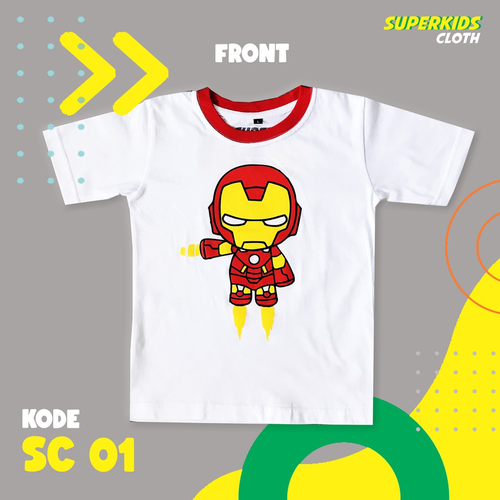 KAOS ANAK LAKI LAKI TERMURAH ECER GROSIR SUPERKIDS CLOTH SUPERHERO 1 - 11 TAHUN