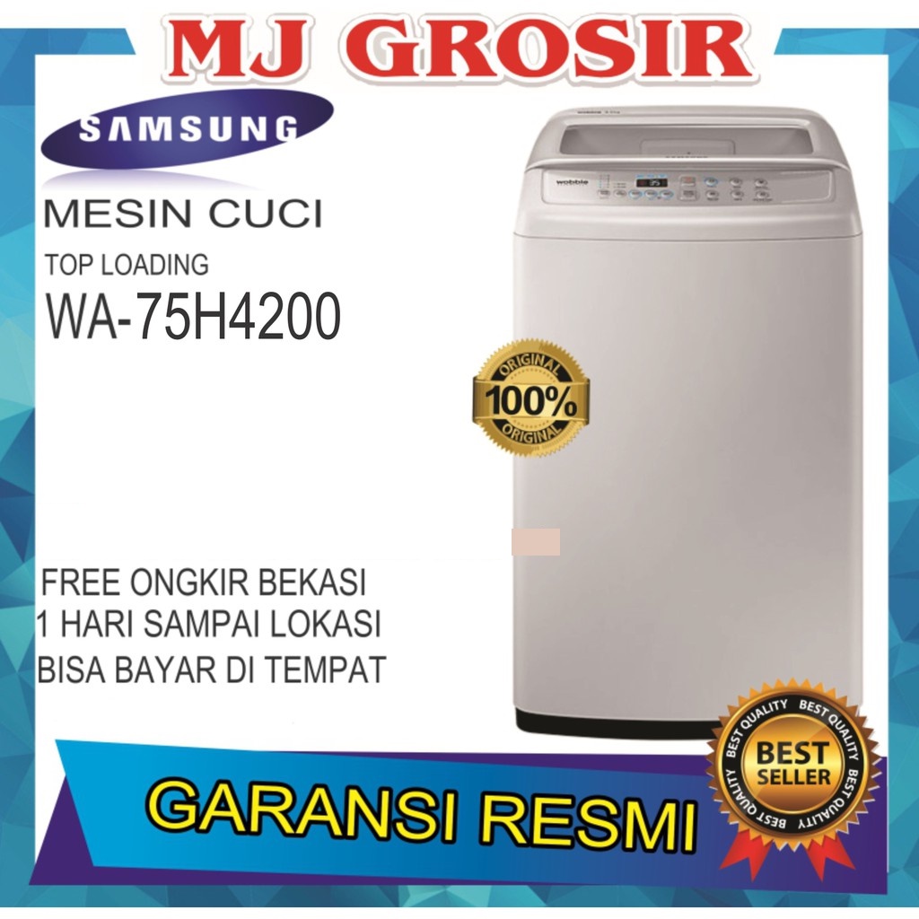 MESIN CUCI 1 TABUNG SAMSUNG WA 75H4200 TOP LOADING 7.5 KG DIAMOND DRUM