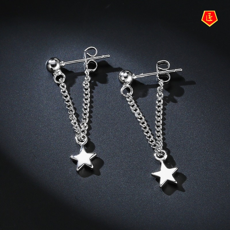 [Ready Stock]Simple Elegant Women's Five-Pointed Star Long Earrings