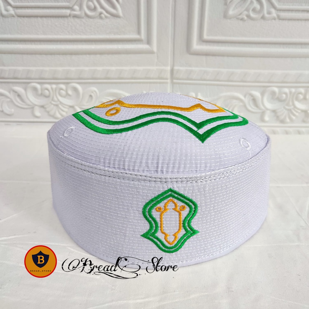 MURAH NAMPOL  PECI SONGKOK KOPIAH TEROMPAH VARIAN PUTIH MOTIF BORDIR TINGGI 10 CM MURAH - PECI