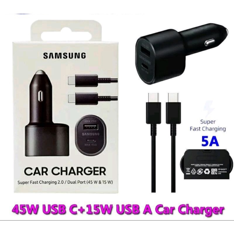 Car Charger Samsung 45W Type C Super Fast Charging