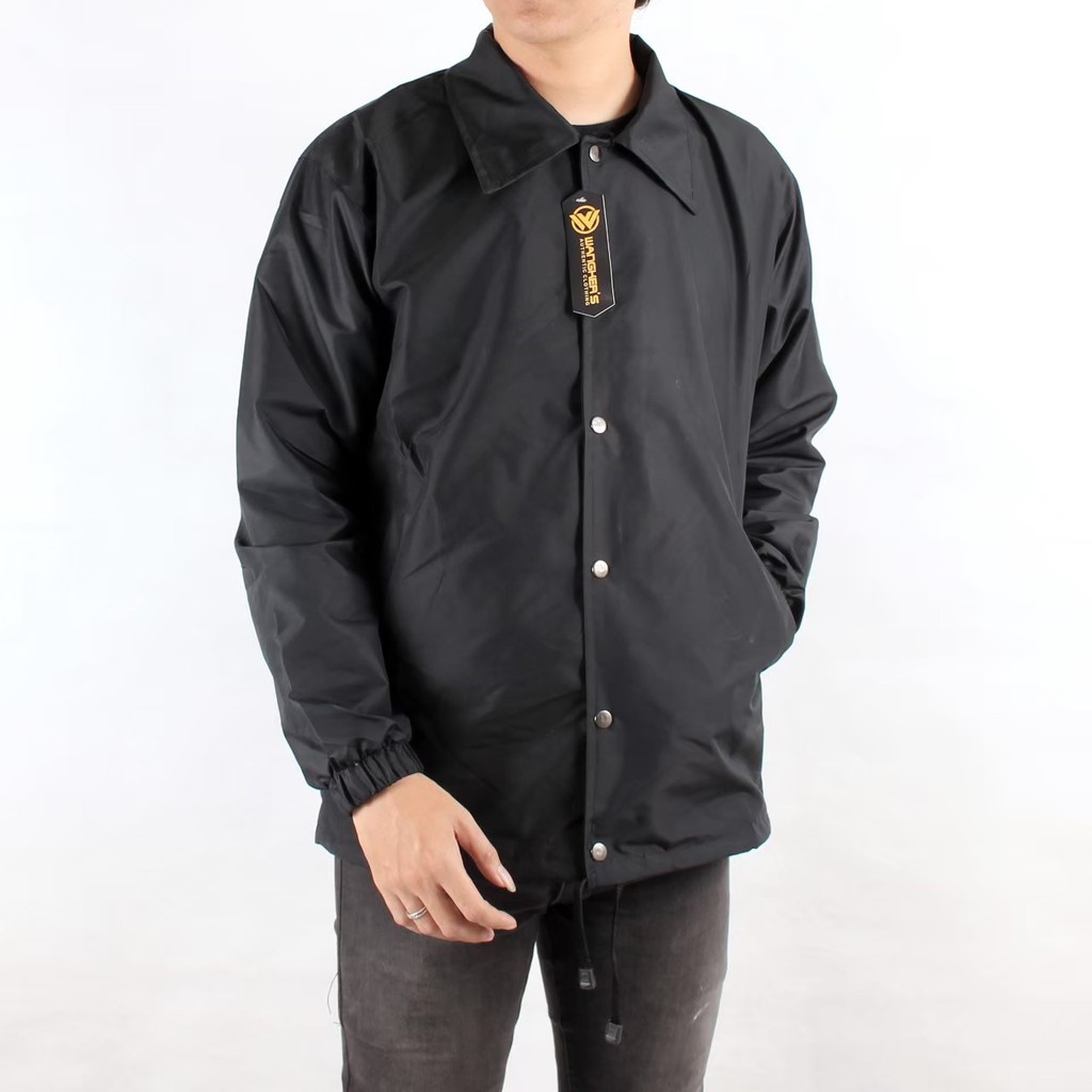 Jaket Parasut Pria / Jaket Coach Polos Hitam