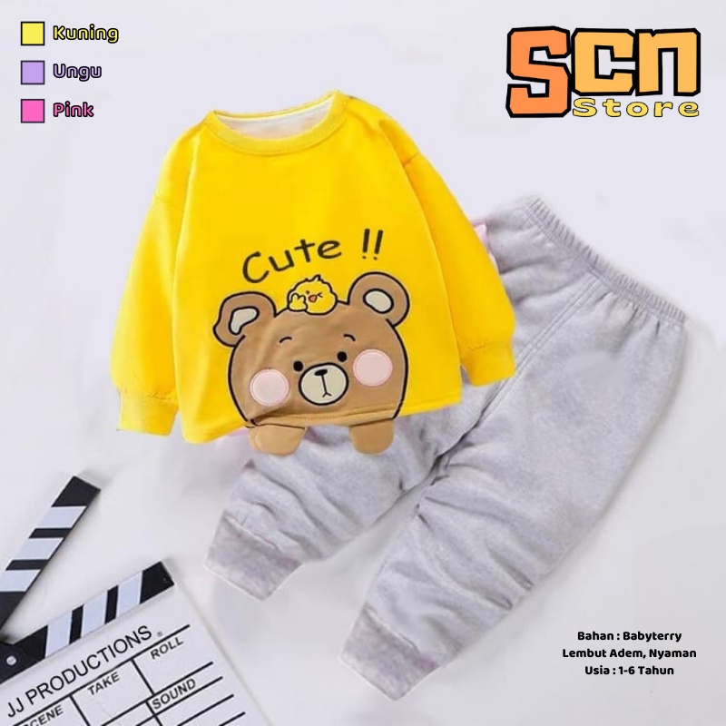 SCN STORE Setelan Anak Unisex Usia 1-6 Tahun CUTE