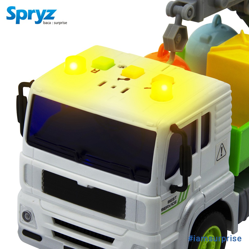 Mainan Truk Daur Ulang 1:20 Spryz Citysquad dengan Mesin Friction, Lampu &amp; Suara