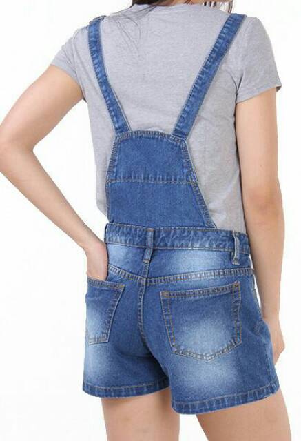 (2 Warna)Celana Pendek Overall Short Jeans Wanita/ Celana Kodok Jeans Trendy Cewek Elegan/Gaul/modis