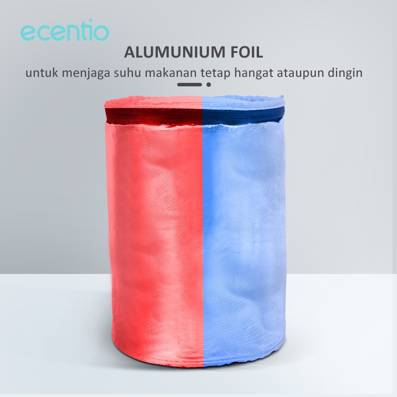 ecentio &amp; FOODI 2200ml alumunium foil round lunch bag gray/tempat penyimpanan makanan/lunch box tas Oxford cloth/bekal makan tas 2200ml/kotak bekal makan tas/tas bekal anak 2200ml/Home&amp;Living/Kitchenware/Food Storage