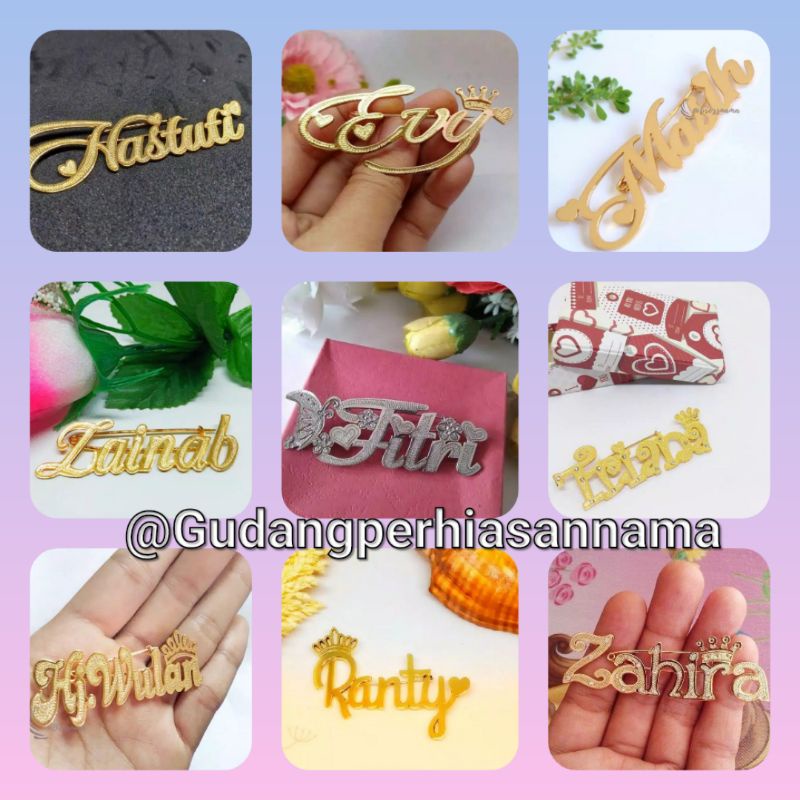 Brooch / Bros peniti hijab Titanium lapis emas