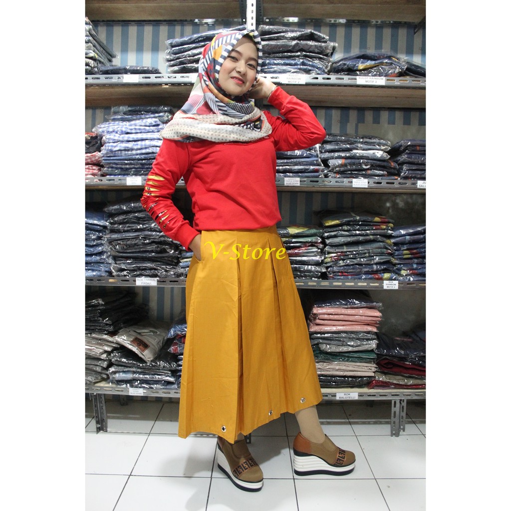 Rok Wanita Rok Rempel 7/8 Namira Skirt Rok Ring Warna Kuning Mustard