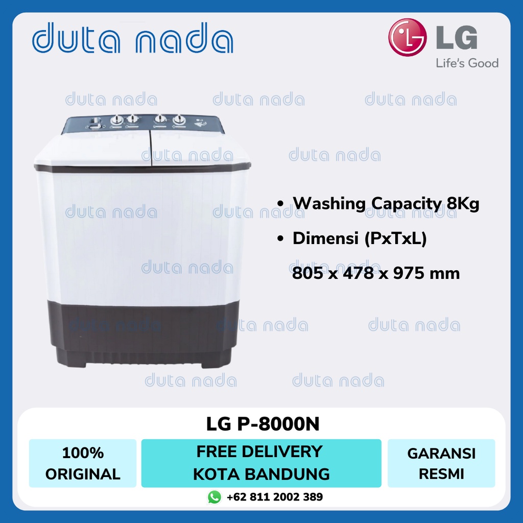 LG Mesin Cuci 2 Tabung 8Kg P-8000N