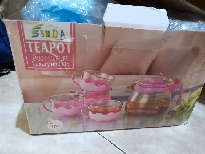 Tea Pot Set 5 In 1 / Set Teko Teh Kaca Tebal / Teko Teh Unik / Teapot Glass