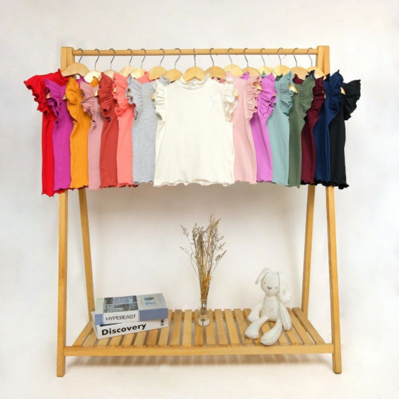 ATASAN KAOS BAYI ANAK CEWEK RAINBOW FLAMINGO TOP BAHAN RIB 1-6 TAHUN