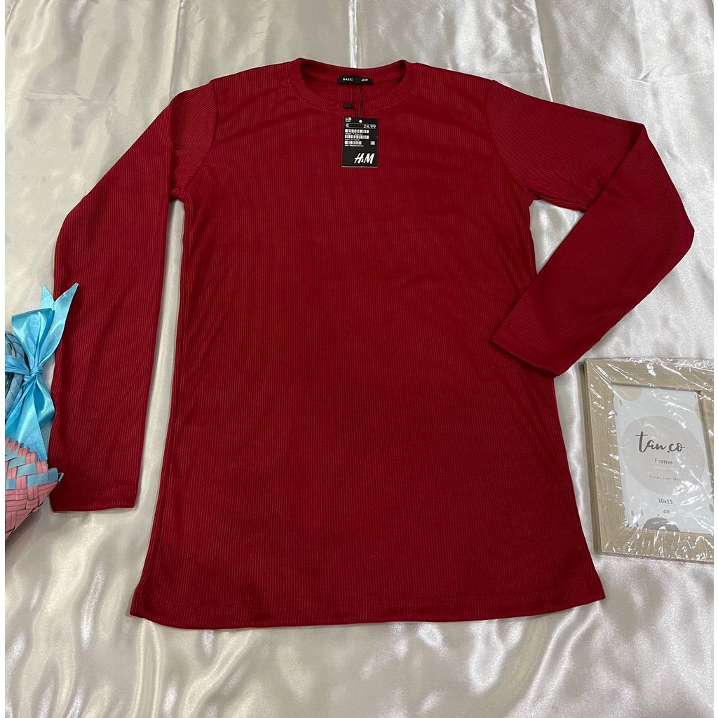 3 PCS Kaos Polos RIB Wanita Lengan Panjang / atasan wanita lengan panjang / kaos polos