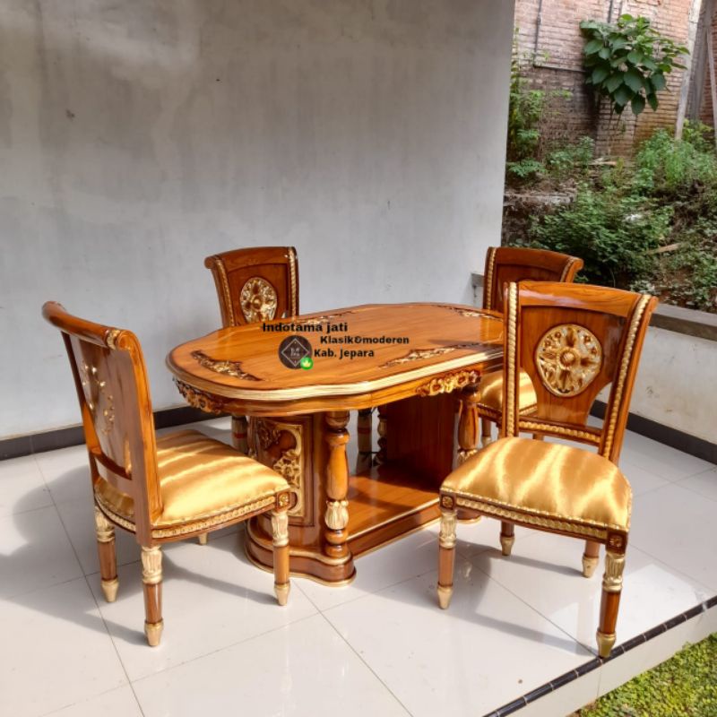 meja makan kursi makan salina 4dudukan kayu jati