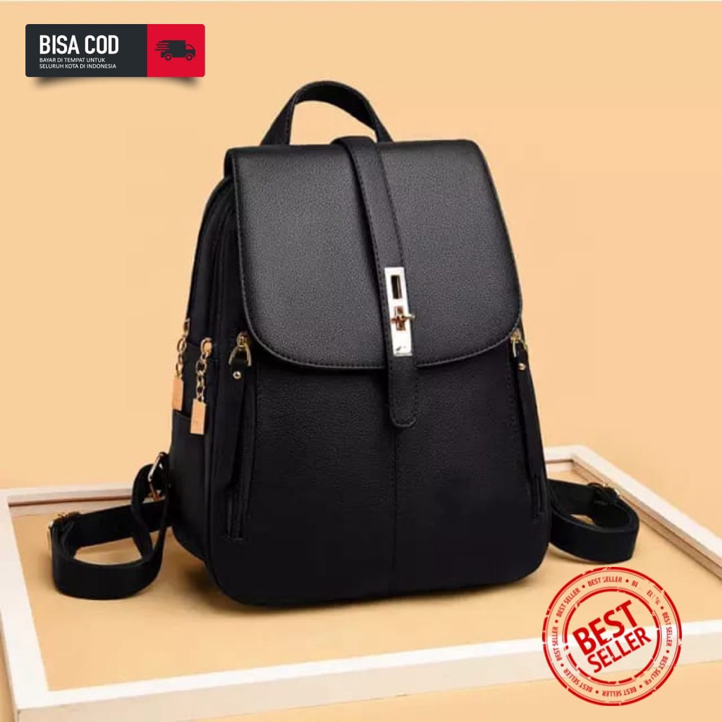 Tas Ransel Wanita Sekolah/Kerja Import Batam Cantik Semi Kulit8799