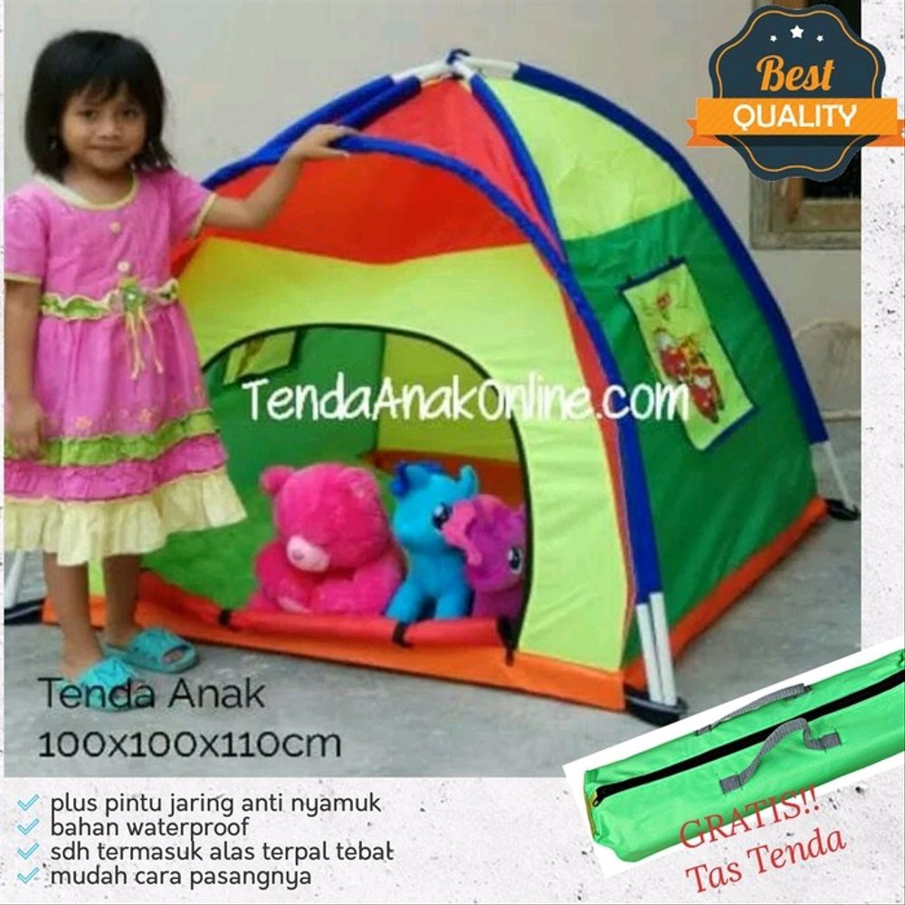 Tenda Anak Camping Karakter Mainan Outdoor Bermain Kemping Kemah Ukuran Kecil 100 cm