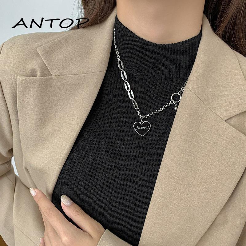 Kalung Rantai Dengan Liontin Hati Bahan Alloy Untuk Wanita