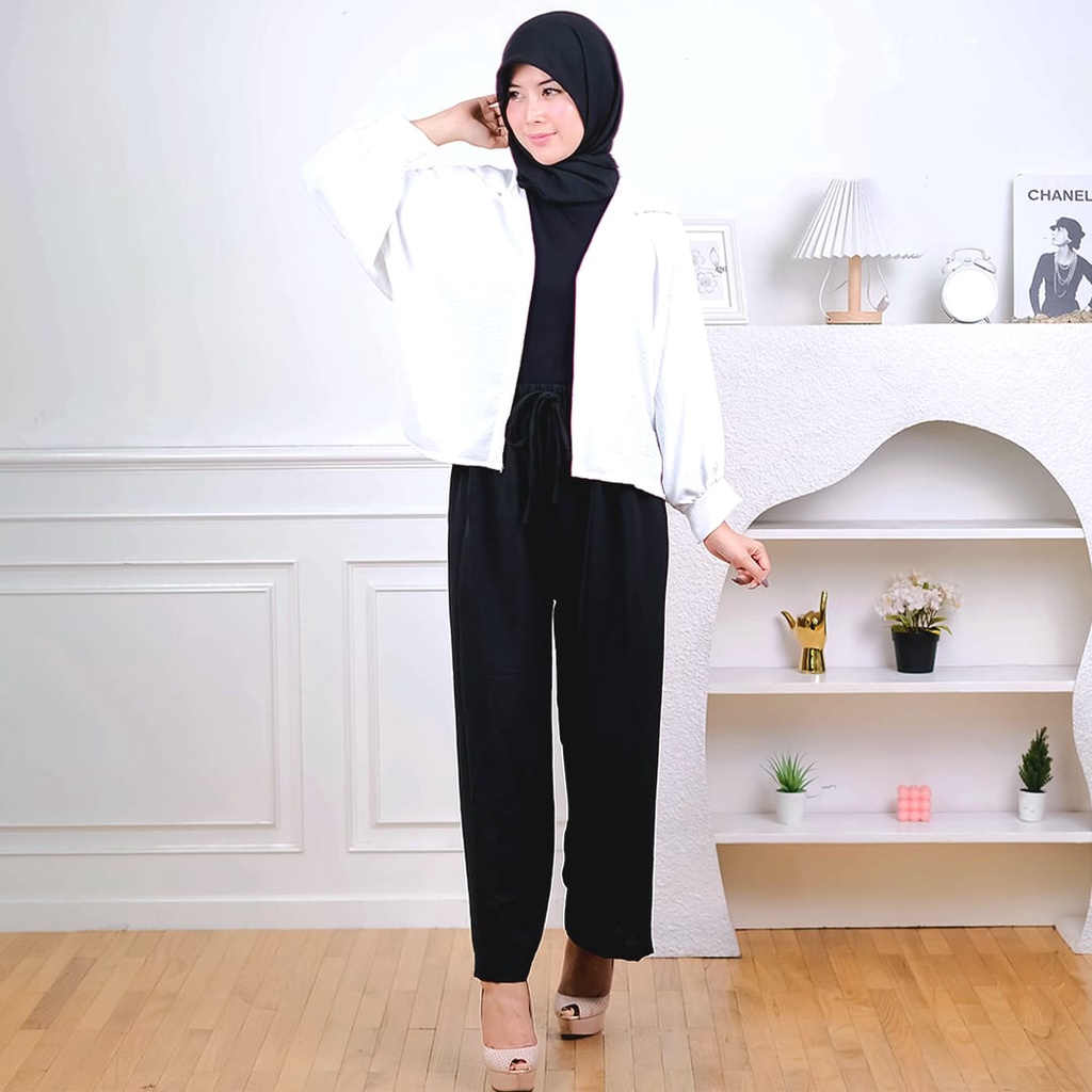 AFI - EC - ⭐️ PREMIUM AIRFLOW CRINCLE ⭐️ Marshey Batwing Oversize Outer CRINCLE-Putih