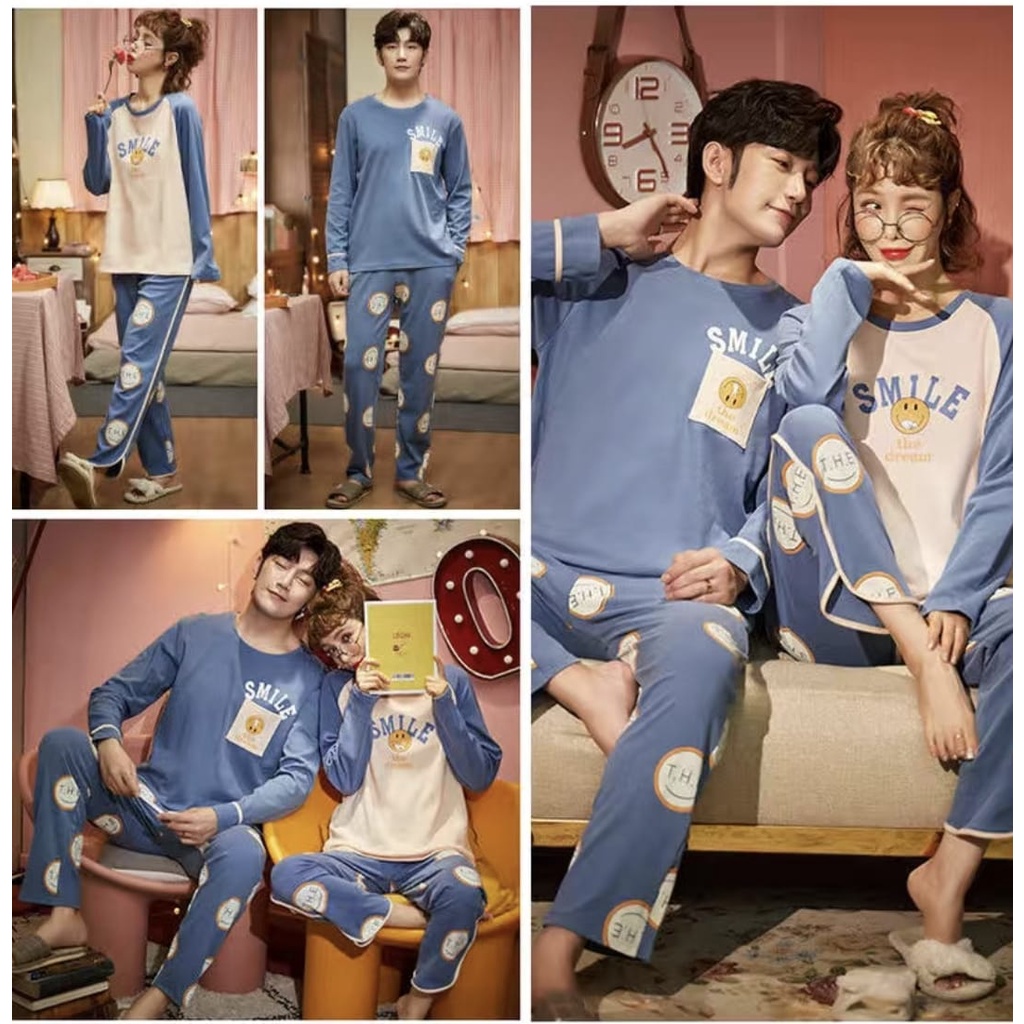 Baju tidur piyama couple bahan kaos import pp