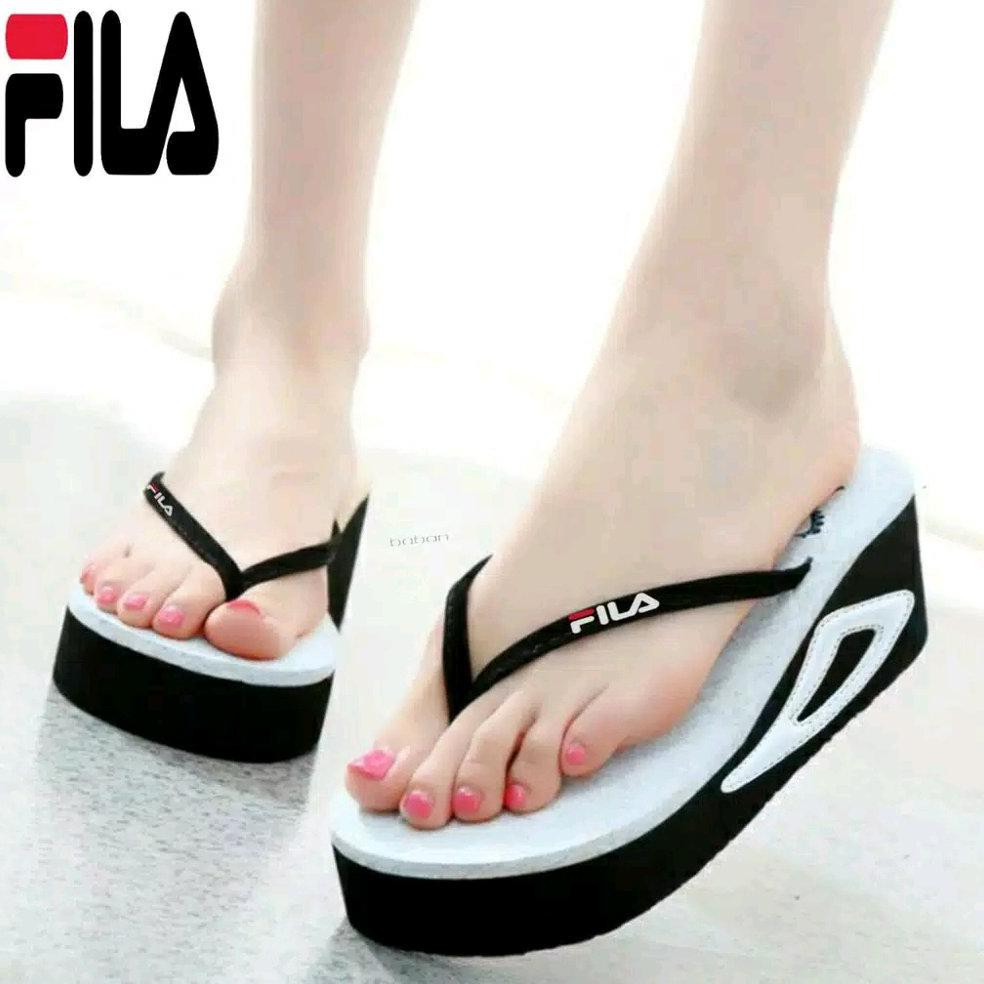 Promo sandal wanita sendal jepit wedges fila spons busa