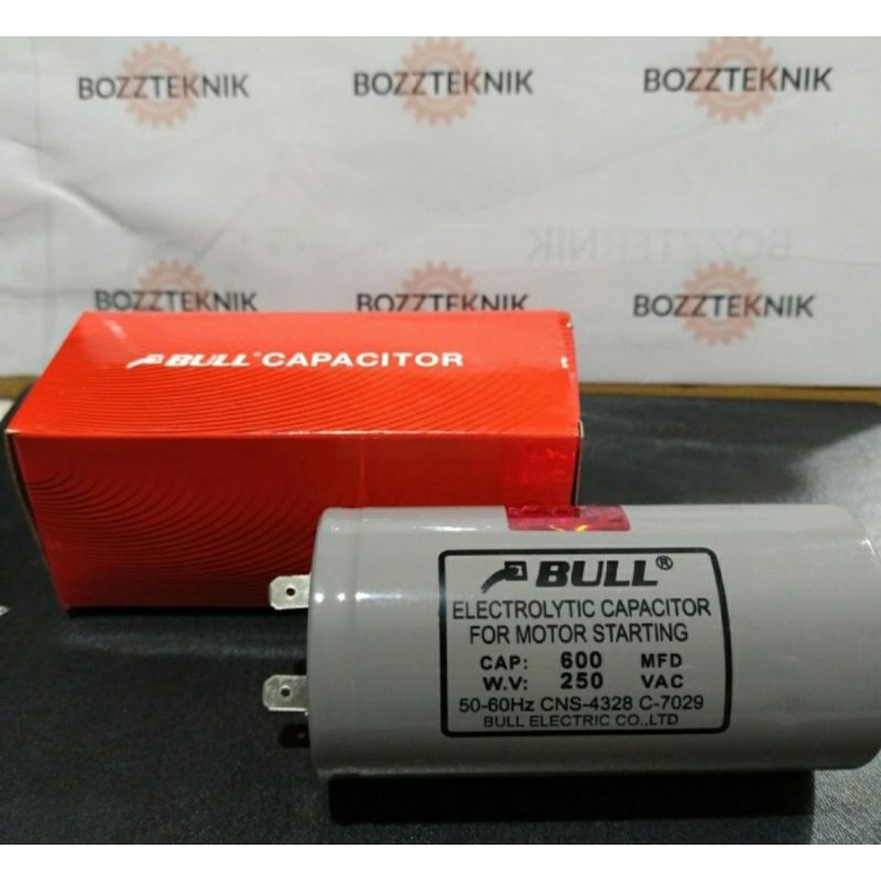 Kapasitor 600Mf (Mikro Farrad) Bull